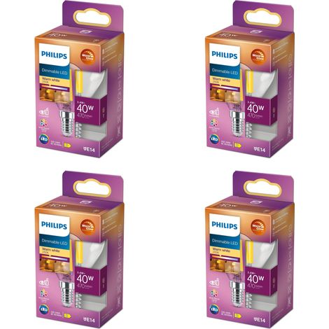 Philips Pack avantagé E14 Ampoule Globe Transparente 40W Dimmable Lumière blanche chaude - 4 pièces (1/3)
