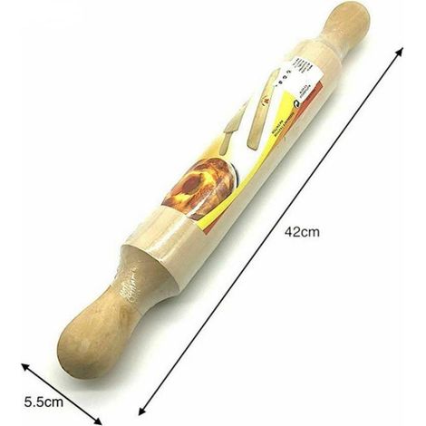 Trade Shop - NUDELHOLZ ZUM AUSROLLEN VON TEIG KÜCHENUTENSILIEN LÄNGE 42 CM -
