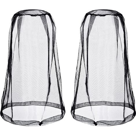 Lot de 2 moustiquaires de tête en filet pour les amoureux de la nature, protégeant des moustiques et autres mouches (noir) (1/5)