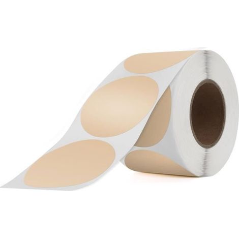 Lot de 500 étiquettes à points kaki - Rouleau de 50 mm - Vinyle autocollant - Thermique - Rondes - Imprimables - Pour Mul ETIQUETTE (1/4)