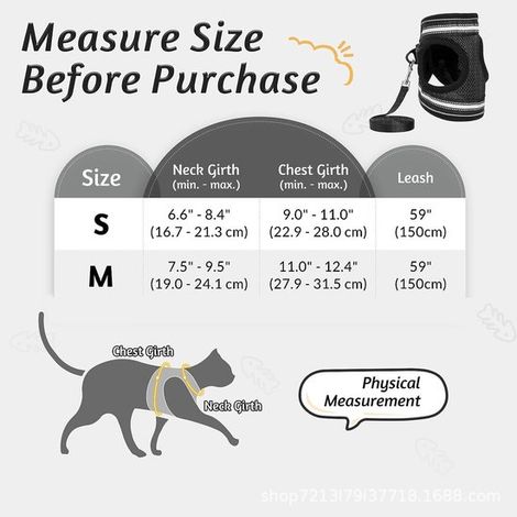 Katzengeschirr mit Leine atmungsaktives Kittengeschirr reflektierende Streifen verstellbare Weste leicht anzulegen geeignet für Perserkatzen und (1/5)