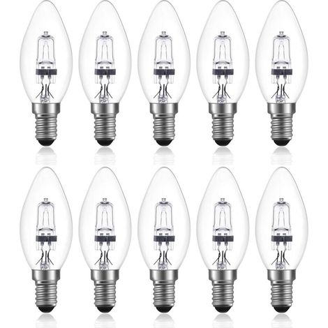 42W E14 C35 Dimmbare Halogenlampe AC 220-240V Warmweiß 2700K E14 Transparente Halogen-Kerzenlampe (10 Stück)