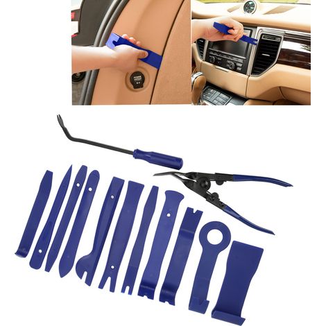 Rotes 13-teiliges Autoreparatur-Werkzeugset und Car-Audio-Zubehörset – mit blauer Oxford-Stofftasche (1/5)