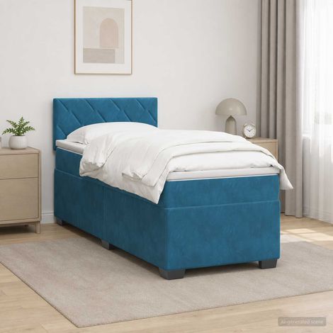 vidaXL Cama con Base Tapizada, Colchón y Luz LED Azul 80 x 200 cm (1/5)
