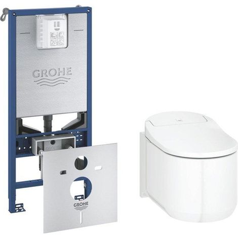 Grohe Sensia Arena Pack WC - 37.5x60cm - reservoir encastrable avec raccord électrique - raccord wc japonais - sans bride - avec abattant - Blanc