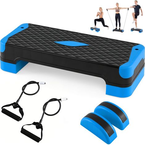 COSTWAY Step Fitness Antiscivolo e Regolabile in 4 Altezze (Blu) (1/5)