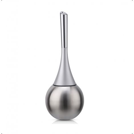 Argenté (Brosse Inclus) Porte Brosse Toilettes sur Pied Acier Inoxydable Finition Brossé Polie de WC Set Salles (1/5)