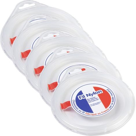 5 blisters fil débroussailleuse Rond 2 mm x 15 m Fil Nylon (1/5)
