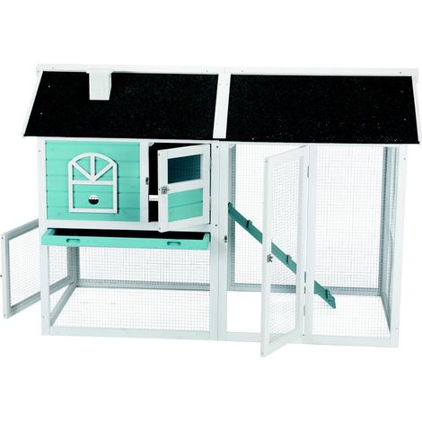 natura Kleintierstall, 2 Etag. 156 110 80 cm, blau/weiß