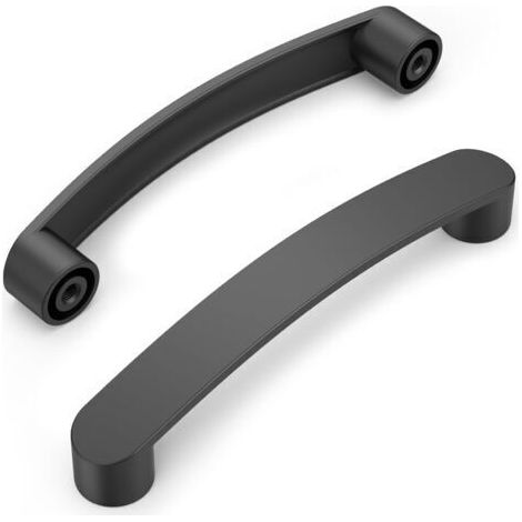 Lot de 10 poignées de meuble - Espacement des trous : 128 mm - Pour armoires de cuisine, placards, tiroirs - Noir