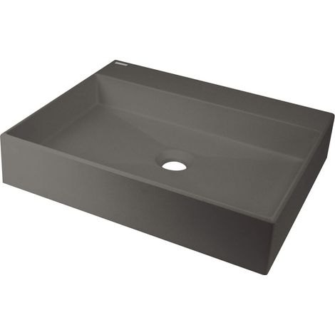 Vasque à poser en granit avec base pour robinet 50x40 cm anthracite métallique - Sofyro