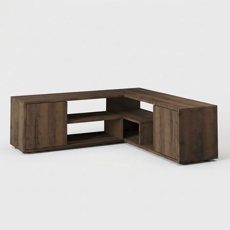 Eck-TV-Schrank Rosa mit Regalböden und Türen - Walnuss (1/3)