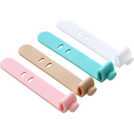 4 enrouleurs en silicone pour écouteurs, organiseur de câble et fil, support de rangement pour casque (1/5)