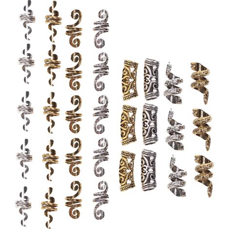Perles de barbe viking à tresser soi-même, parfaites pour costumes historiques et événements médiévaux. (1/5)