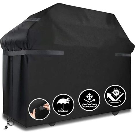 Waterproof and Durable BBQ Cover - Weatherproof, UV and Fade Resistant, Tear Resistant, Large Outdoor BBQ Cover with Adjustable Straps for Weber, Char Broil, Gas Grills (1/4)