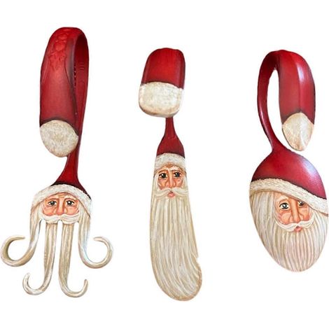 Bemalte Weihnachtskugeln mit geschwungenem Weihnachtsmannmotiv (1/5)