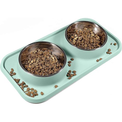Gamelle pour chat avec tapis en silicone antidérapant et anti-déversement (1/5)