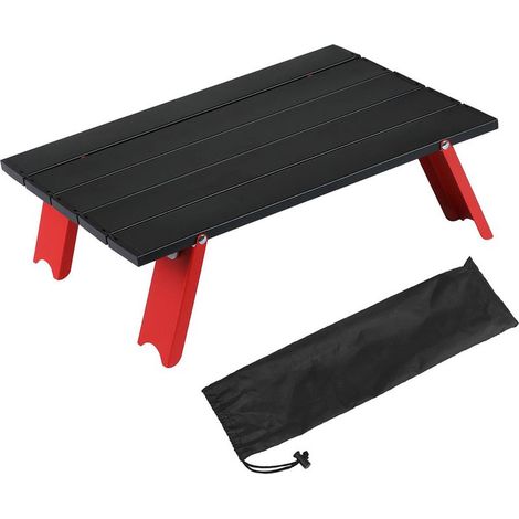 1 table pliante extérieur, aluminium léger, 39,5 x 28 x 12 cm, noir rouge, pour camping pique-nique plage (1/5)