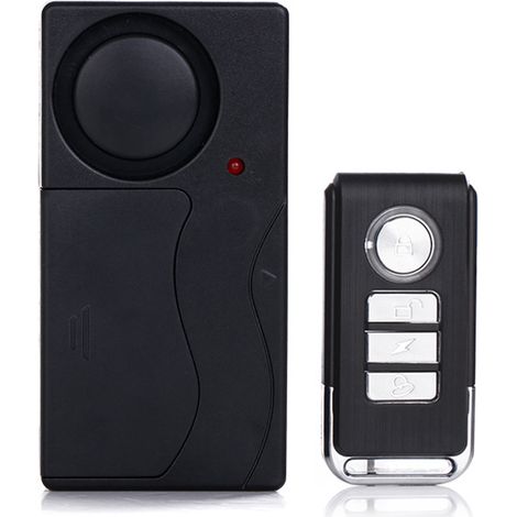 Alarme vibrante sans fil, adaptée aux vélos/motos/voitures/véhicules/portes et fenêtres, volume de 110 dB (télécommande incluse). (1/4)