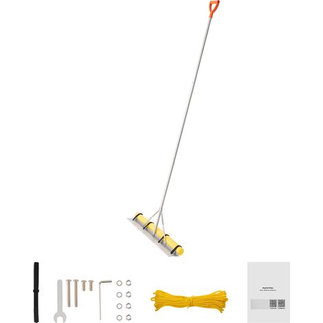 Mophorn Rastrillo de aluminio con cabezal de 914 mm, ideal para maleza. Diseñado para aflojar la tierra en jardines, manejar grava en estanques y mantener césped en playas.3380 x 914 x 125 mm.