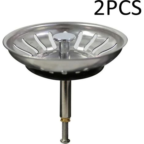 Panier Pour Bonde d'Évier de Cuisine Avec goupille réglable - Crépine Universelle Acier Inoxydable, Bouchon Panier Pop-Up - Lavable Lave-vaisselle, Ne se Bouche & Ne Déborde Pas (Lot de 2) (1/4)