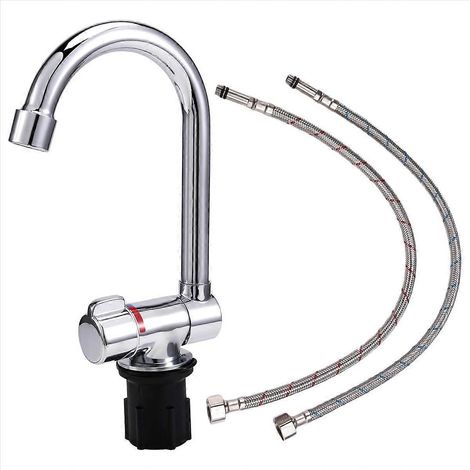 Robinet de camping-car pliable universel pour voiture, caravane et camping-car, rotation à 360°, mitigeur eau froide/eau, 1/2 pouce (1/5)