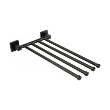 PORTA ASCIUGAMANI 4 ASTE SUPPORTO PER BAGNO DA MURO ASTA CASA NERO 02119 (1/2)