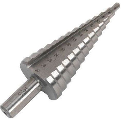 TrAdE Shop Traesio - Fresa Conica A Scalino Gradino Punta Per Trapano Spirale Da 4 A 30 Mm Graduale -