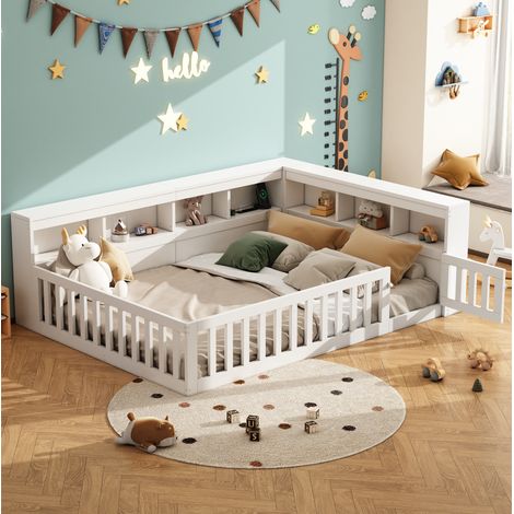Cama dormitorio 140x200 con almacenaje USB blanca OKMYHOME (1/5)