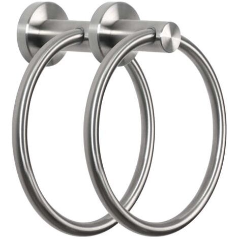 Handtuchhalter fürs Badezimmer. Handtuchring aus Edelstahl. Für Bad und Küche. 2er-Set. Silber. (1/4)