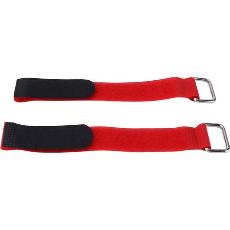 Lot de 2 sangles de fixation en nylon 20 x 200 mm, réglables et élastiques, pour vélo, avec organisateur de vélo (rouge).