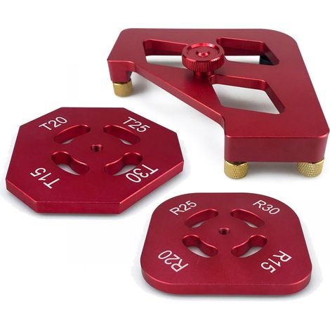 Gabarit de chanfrein d'angle droit pour le travail du bois Gabarit de biseautage d'angle arrondi pour le travail du bois, à changement rapide, pour fraiseuse électrique, à angle droit et à angle arron (1/5)