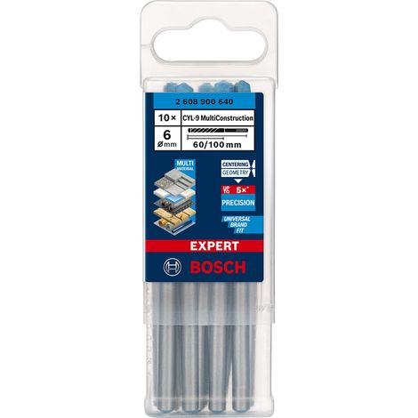 Punta per calcestruzzo Expert CYL-9 10er Pk.D.6mm Lunghezza di lavoro.60mm Lunghezza totale 100mm cilindrica.BOSCH (1/5)