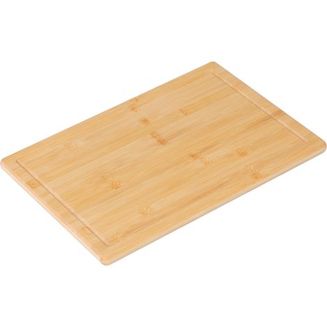 Relaxdays bamboo cutting and serving board with juice groove, 25 x 38 cm, hygienic, non-slip, natural