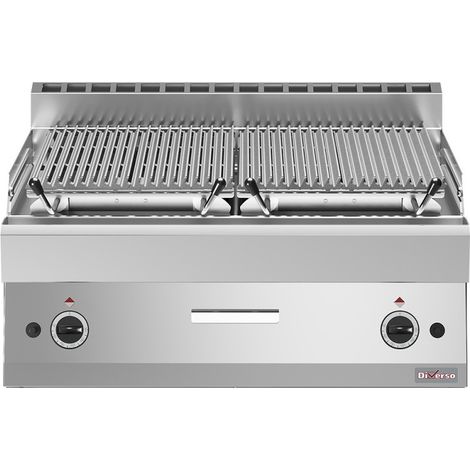 Grill pierre de lave, 1/1 module, grille en fonte "double face" - Diverso