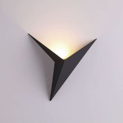 Indoor LED Wall Light 3W, Creative Triangle Shape Black Wall Lamp 3000K Warm White Modern Metal Wall Sconce for Bedroom Living Room Stairway (1/5)