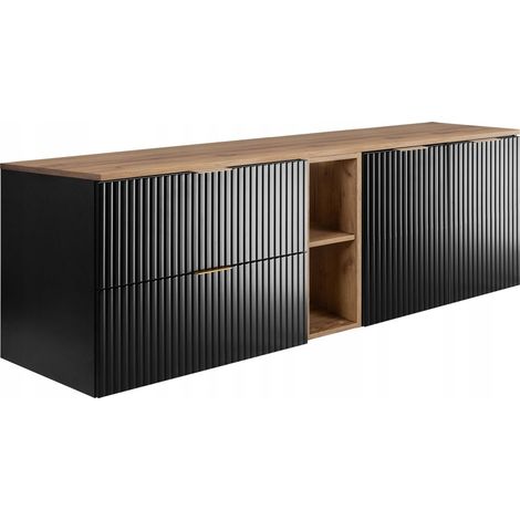 Badezimmer-Set - 160 cm - Schwarz - Modernes Design - Komplett und elegant