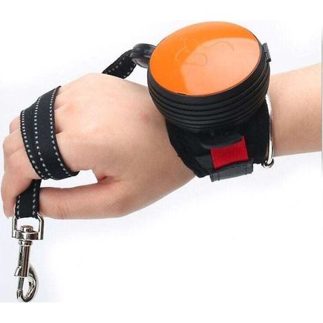 pair Laisse rétractable pour chien en nylon réfléchissant automatique rétractable avec sangle de traction au poignet, légère, idéale pour la randonnée, convient aux petites et moyennes tailles