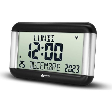 Horloge Calendrier - La Viso8 de avec Réglage Automatique de l’Heure et Grands Caractères - pour Les Personnes Ayant Une Mauvaise Vue - Fonctionne sur Pile - sans Rétroéclairage - Version FR (1/5)