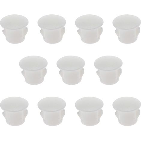 100 x White Plastic Hole Plugs 10 mm Snap-In Lock Hole Steel Tube Furniture Fence Post Pipe End Caps for Cupboards Cabinets (1/5)