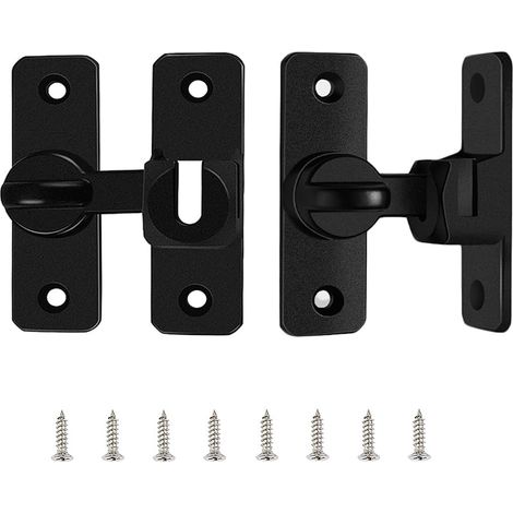 Lot de 2 verrous de porte coulissante 90/180 ° en acier inoxydable - Verrou de porte intérieure coulissante avec vis pour portes coulissantes, granges, salles de bains, fenêtres, cuisines, etc