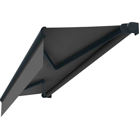Store banne loggia AMARITE (Motorisation à interrupteur - Gris anthracite RAL 7016 - Gris foncé 250g/m² - 3.00 x 2.00 m)