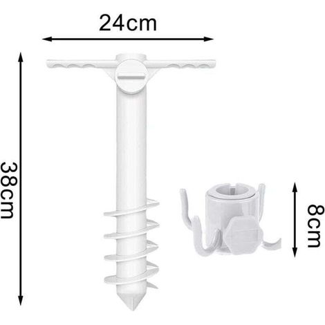 Ancrages pour parasols de plage, kits de crochets d'ancrage pour parasols de plage, supports de parasol portables, adaptés aux tentes et auvents extérieurs. (1/3)