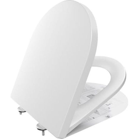 Abattant WC à fermeture douce, abattant WC en forme de D, abattant WC blanc, abattant WC à dégagement rapide, abattant WC, abattant WC familial, abattant WC à fermeture douce, abattant WC à dégagement (1/5)