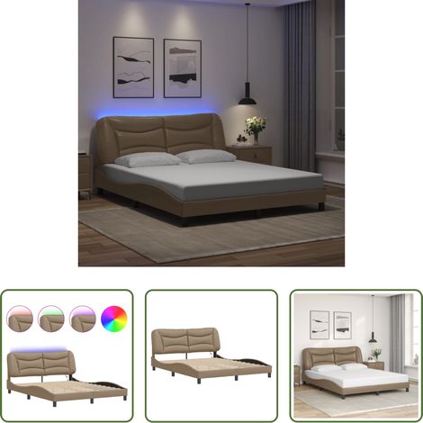 LED-Leuchten -  Bettgestell mit LED ohne Matratze "Hvar" Cappuccino-Braun 160x200 cm (1/5)