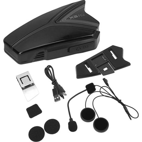 Kit Audio Intercom Moto Bluetooth 5.0 Sans Fil 2.4G Étanche Réduction de Bruit Appels Mains Libres Noir (1/5)