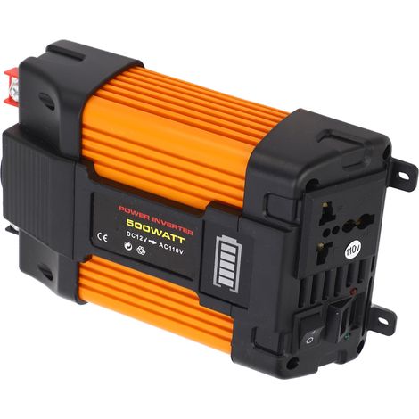 Convertisseur de puissance DC12V vers AC110V avec indicateur de batterie, 2 ports USB, 1 prise secteur, convertisseur allume-cigare à onde modifiée pour téléphone et ordinateur portable, 500 W (1/5)