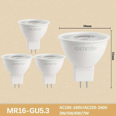 (GU5.3 38 degrés Celsius, lumière naturelle 4000K) 4 spots LED, adaptés aux pièces familiales.