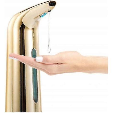 Automatischer, berührungsloser Seifenspender, 400 ml, automatischer Handdesinfektionsmittelspender, Flüssigseifenspender, Gold, 21,4 x 11,6 x 7 cm - AquaForge (1/5)