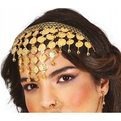 Fascia per capelli da zingara araba con monete e medaglioni d'oro, Carnevale (1/2)